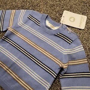 Mayoral Baby Sweater Blue Striped Knit Button Shoulder Size 2-4 Months